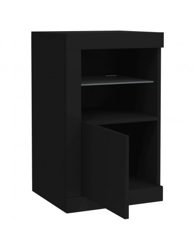 Armadietti con Luci LED 2pz Neri in Legno Multistrato