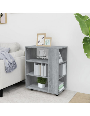 Armadietto con Ruote Grigio Sonoma 60x35x75cm Legno Multistrato