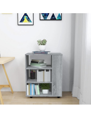 Armadietto con Ruote Grigio Sonoma 60x35x75cm Legno Multistrato