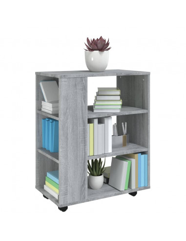 Armadietto con Ruote Grigio Sonoma 60x35x75cm Legno Multistrato