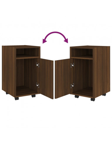 Mobiletto con Ruote Rovere Marrone 33x38x60cm Legno Multistrato