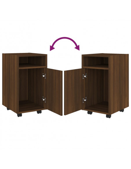 Mobiletto con Ruote Rovere Marrone 33x38x60cm Legno Multistrato
