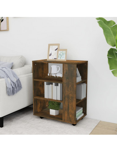 Armadietto con Ruote Rovere Fumo 60x35x75 cm Legno Multistrato