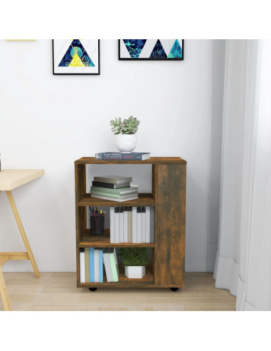 Armadietto con Ruote Rovere Fumo 60x35x75 cm Legno Multistrato