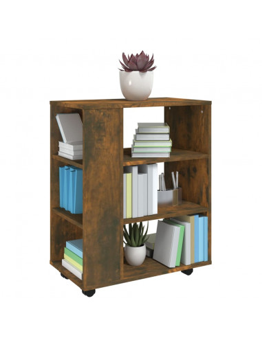 Armadietto con Ruote Rovere Fumo 60x35x75 cm Legno Multistrato