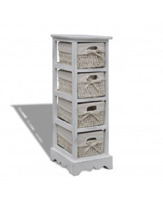 Struttura in Legno con 4 Cestini Intrecciati Bianchi 2