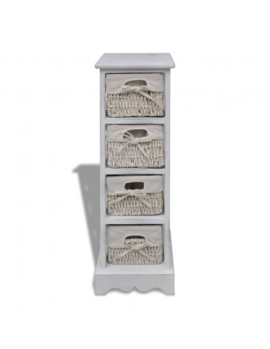 Struttura in Legno con 4 Cestini Intrecciati Bianchi