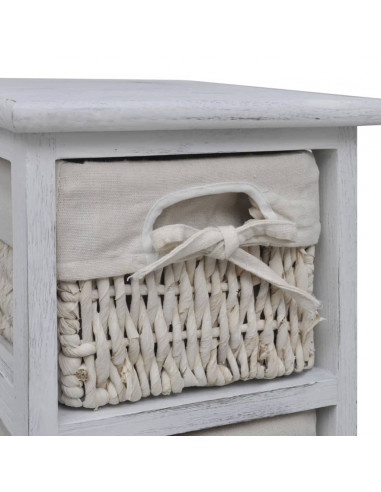 Struttura in Legno con 4 Cestini Intrecciati Bianchi