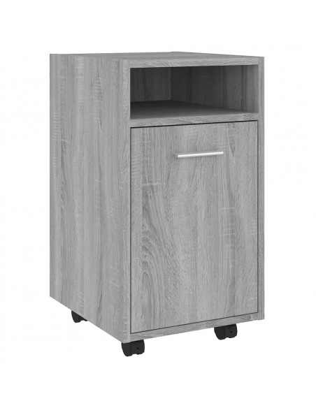 Mobiletto con Ruote Grigio Sonoma 33x38x60 cm Legno Multistrato