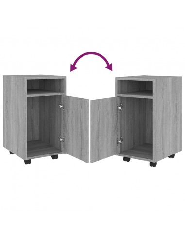 Mobiletto con Ruote Grigio Sonoma 33x38x60 cm Legno Multistrato