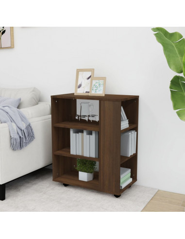 Armadietto con Ruote Rovere Marrone 60x35x75 cm in Legno