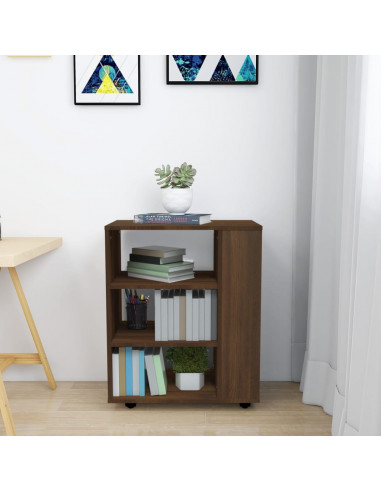 Armadietto con Ruote Rovere Marrone 60x35x75 cm in Legno