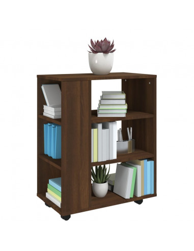 Armadietto con Ruote Rovere Marrone 60x35x75 cm in Legno