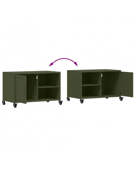 Mobile TV Verde Oliva 68x39x43,5cm in Acciaio Laminato a Freddo