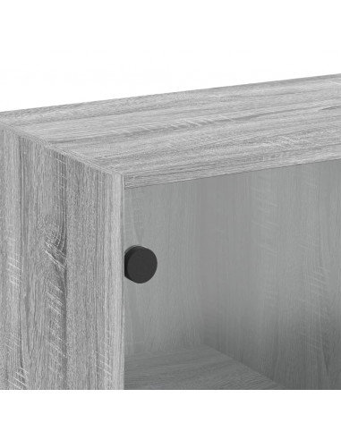 Mobile a Muro con Ante in Vetro Grigio Sonoma 68x37x68,5 cm