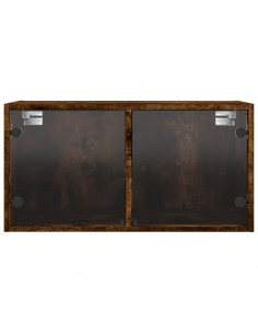 Mobili a Muro con Ante in Vetro 2pz Rovere Fumo 68,5x37x35 cm 2