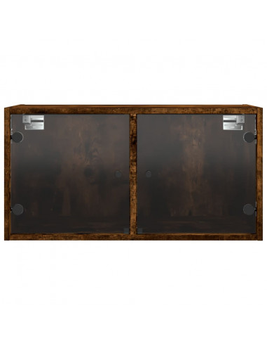 Mobili a Muro con Ante in Vetro 2pz Rovere Fumo 68,5x37x35 cm