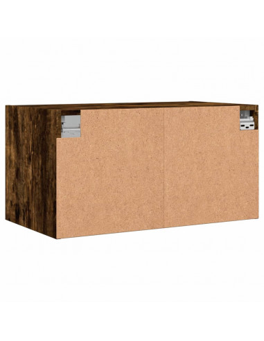 Mobili a Muro con Ante in Vetro 2pz Rovere Fumo 68,5x37x35 cm