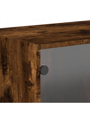 Mobili a Muro con Ante in Vetro 2pz Rovere Fumo 68,5x37x35 cm