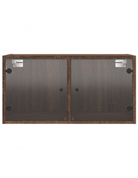 Mobili a Muro con Ante in Vetro 2pz Rovere Marrone 68,5x37x35cm