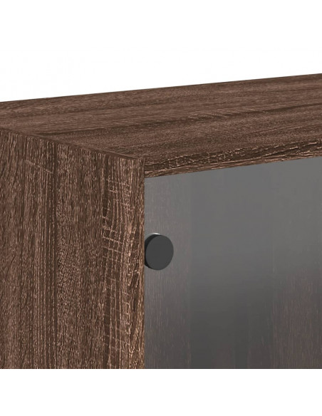 Mobili a Muro con Ante in Vetro 2pz Rovere Marrone 68,5x37x35cm