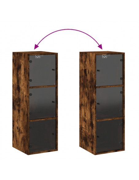 Mobile a Muro con Ante in Vetro Rovere Fumo 35x37x100 cm
