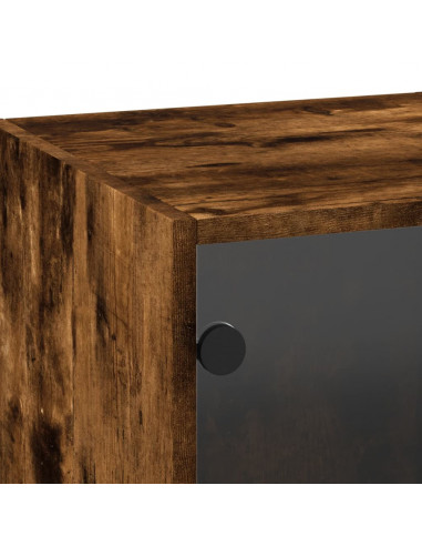 Mobile a Muro con Ante in Vetro Rovere Fumo 35x37x100 cm