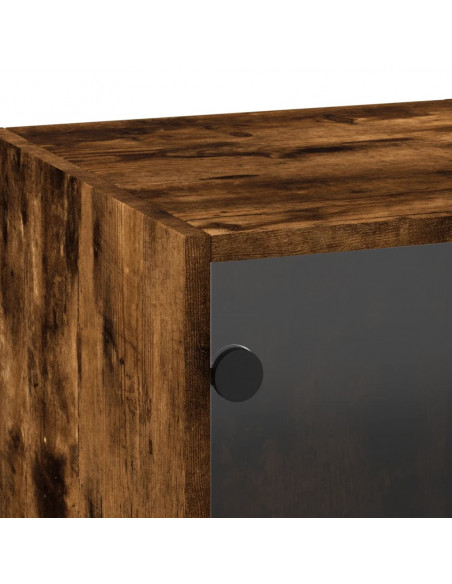 Mobile a Muro con Ante in Vetro Rovere Fumo 35x37x100 cm