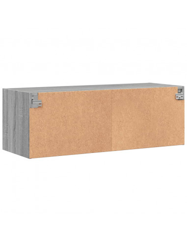 Mobile a Muro con Ante in Vetro Grigio Sonoma 102x37x35 cm