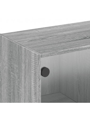 Mobile a Muro con Ante in Vetro Grigio Sonoma 102x37x35 cm