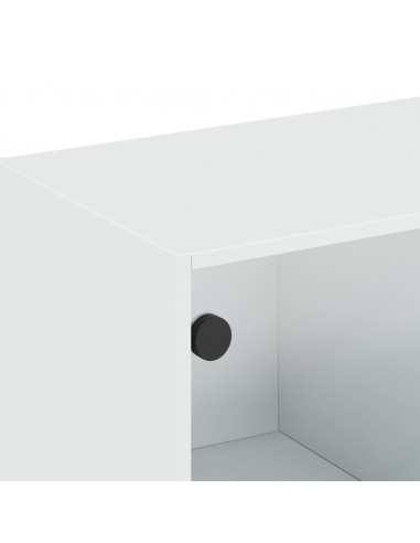 Mobile a Muro con Ante in Vetro Bianco 102x37x35 cm