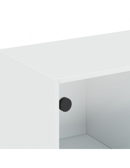 Mobile a Muro con Ante in Vetro Bianco 102x37x35 cm
