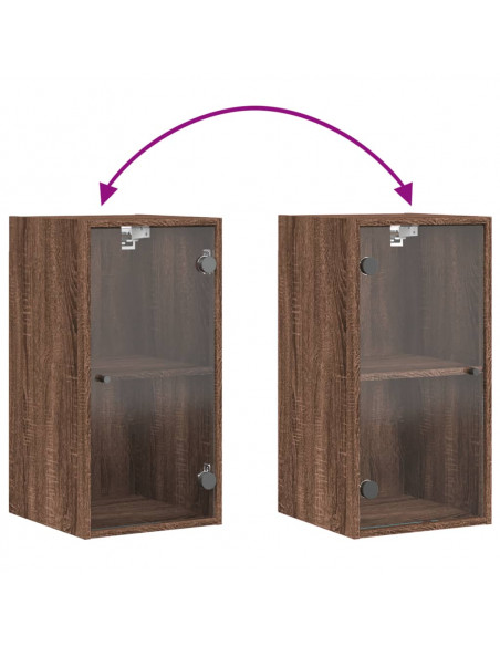 Mobile a Muro con Ante in Vetro Rovere Marrone 35x37x68,5 cm
