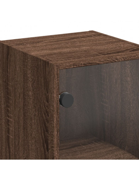Mobile a Muro con Ante in Vetro Rovere Marrone 35x37x68,5 cm