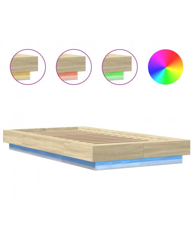 Giroletto con Luci LED Rovere Sonoma 90x200cm Legno Multistrato