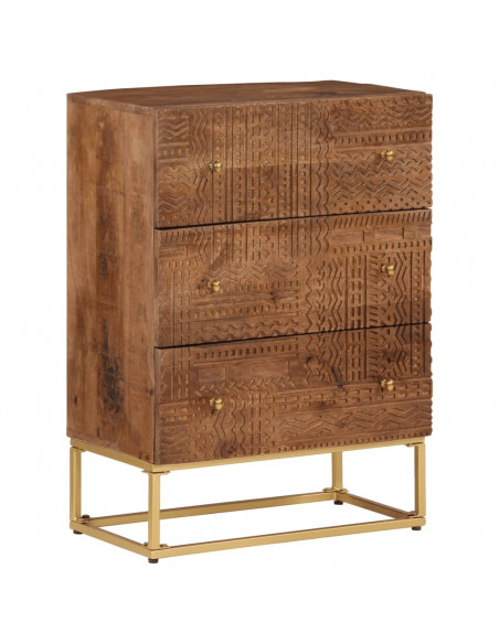 Cassettiera 55x30x76 cm in Legno Massello di Mango e Ferro