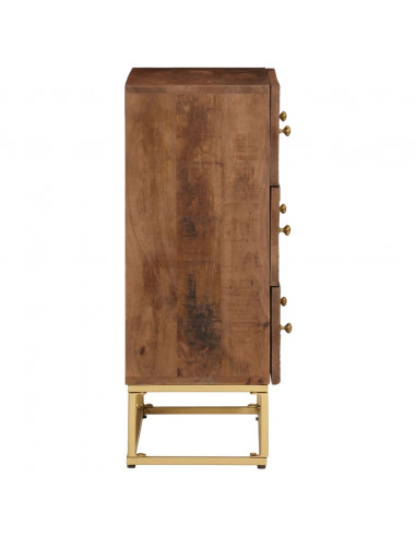 Cassettiera 55x30x76 cm in Legno Massello di Mango e Ferro