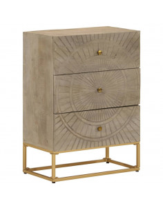 Cassettiera 55x30x76 cm in Legno Massello di Mango e Ferro 2