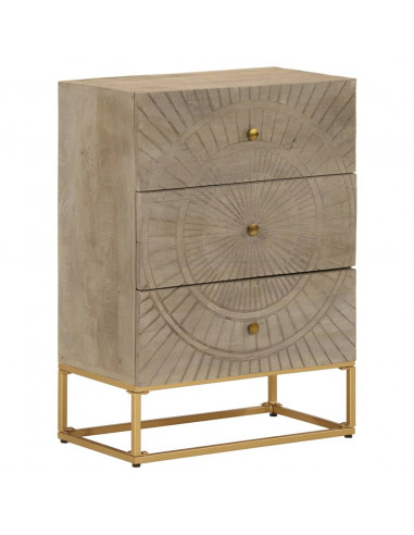 Cassettiera 55x30x76 cm in Legno Massello di Mango e Ferro