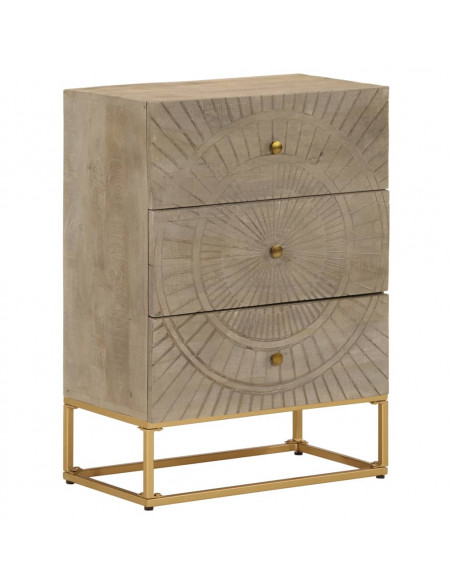 Cassettiera 55x30x76 cm in Legno Massello di Mango e Ferro