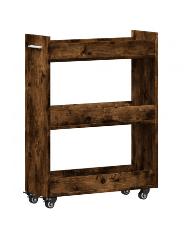 Mobile con Ruote Rovere Fumo 60x22x79 cm in Legno Multistrato