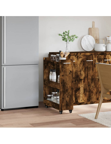 Mobile con Ruote Rovere Fumo 60x22x79 cm in Legno Multistrato