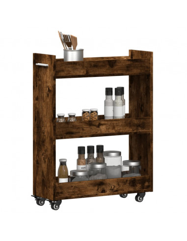 Mobile con Ruote Rovere Fumo 60x22x79 cm in Legno Multistrato