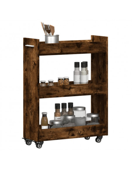 Mobile con Ruote Rovere Fumo 60x22x79 cm in Legno Multistrato