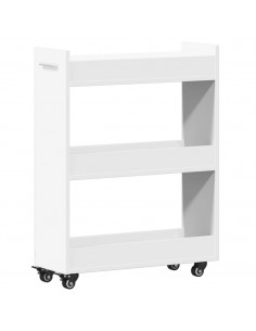 Mobile con Ruote Bianco 60x22x79 cm in Legno Multistrato 2