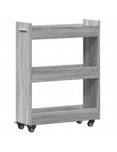 Mobile con Ruote Grigio Sonoma 60x22x79 cm in Legno Multistrato 2