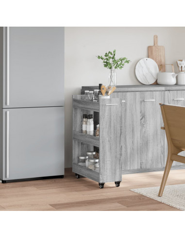 Mobile con Ruote Grigio Sonoma 60x22x79 cm in Legno Multistrato
