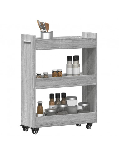 Mobile con Ruote Grigio Sonoma 60x22x79 cm in Legno Multistrato