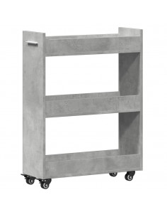 Mobile con Ruote Grigio Cemento 60x22x79cm in Legno Multistrato 2