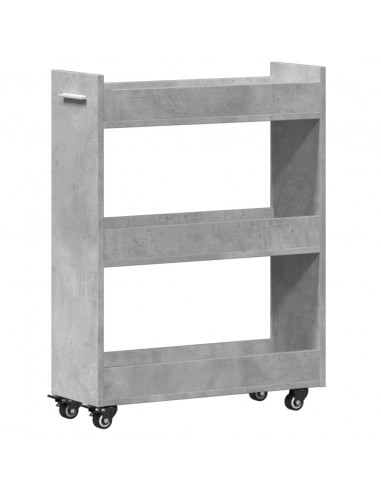 Mobile con Ruote Grigio Cemento 60x22x79cm in Legno Multistrato